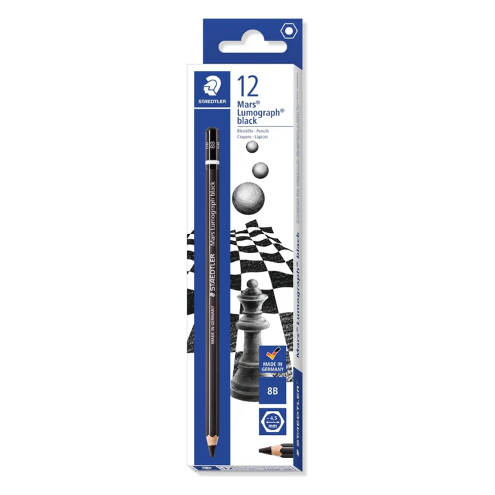 Staedtler Mars Lumograph 8B Drawing Pencils Set of 12 for Sketching and Art - Retail Maharaj