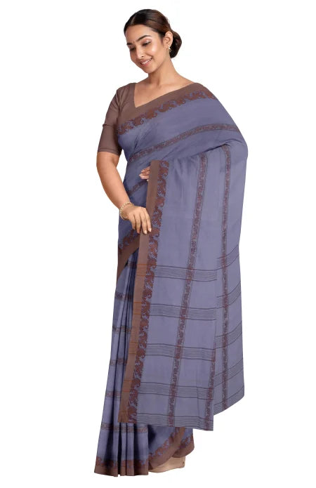 Santipuri Cotton Saree – Blue - Retail Maharaj