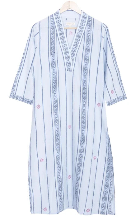 Block Printed Cotton Kameez – Sky Blue - Retail Maharaj