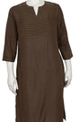 Embroidered Cotton Kameez – Brown - Retail Maharaj