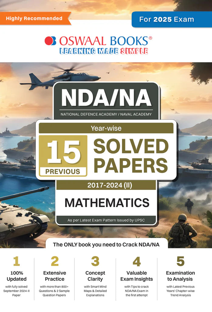 NDA-NA (NATIONAL DEFENCE ACADEMY/NAVAL ACADEMY) 15 Previous Solved Papers| Year-wise 2017-2024 (II) | Mathematics | For 2025 Exam - Retail Maharaj