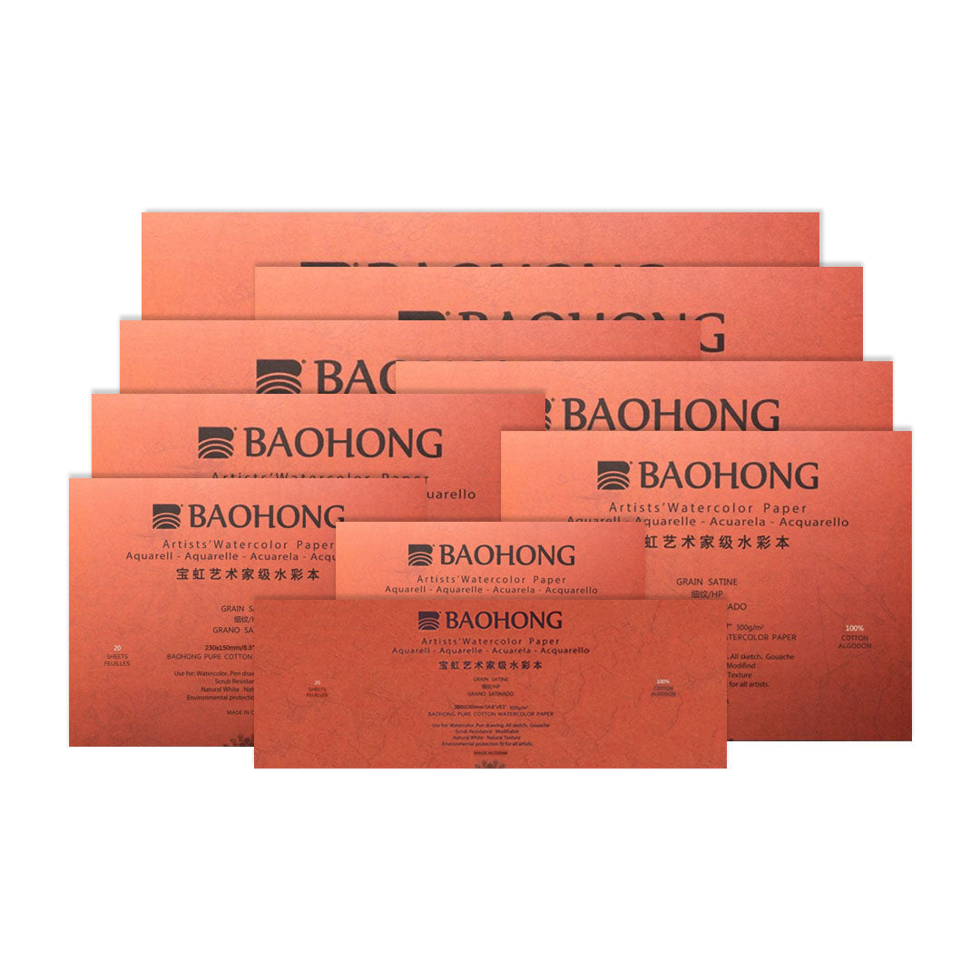 Baohong Artist Hot Pressed Watercolour Paper Block 300 GSM 100 Percent Cotton - Retail Maharaj