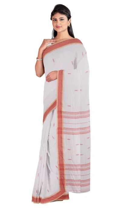 Santipuri Cotton Saree – Dove Grey - Retail Maharaj