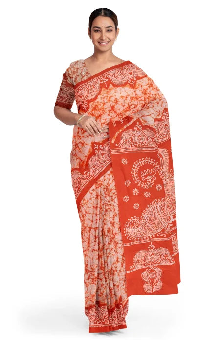 Batik Cotton Saree – Multi Colour - Retail Maharaj