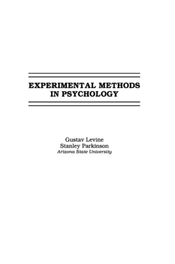 Experimental Methods in Psychology - Retail Maharaj