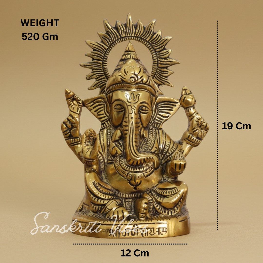 Metal Ganesha Idols Ganpati Decoration Statue For Home 19 Cm Height 12 Cm Width 520 Gm Aluminium Handcrafted Ganesh Murti For Pooja Room And Gift