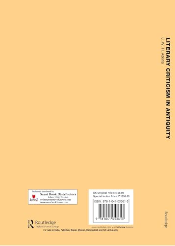 Literary Criticism in Antiquity:A Sketch of Its Development: Greek - Retail Maharaj