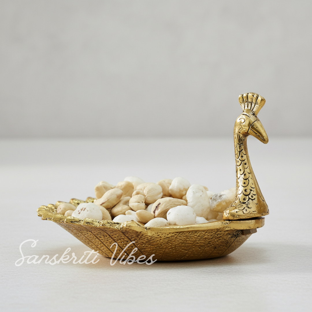 Hand Crafted Metal Duck Wing Shape Dry Fruits Tray Golden Finish Decorative Serving Tray for Home Centre Table (Pack of 1) - Retail Maharaj