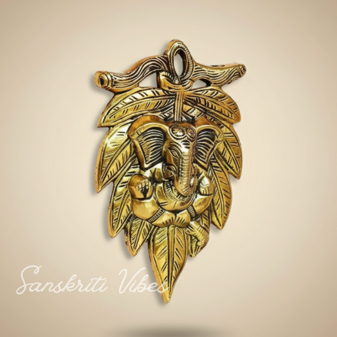 Metal Handicraft Peepal Patta Ganesha For Wall Hanging Rooms Aluminium Decorative Ganesh Wall Art For Home Temple And Gift