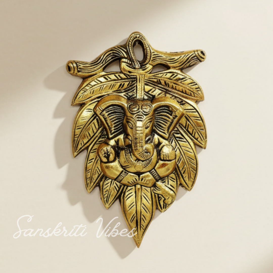 Metal Handicraft Peepal Patta Ganesha For Wall Hanging Rooms Aluminium Decorative Ganesh Wall Art For Home Temple And Gift