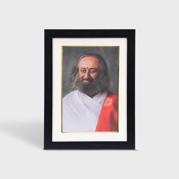 Photo Frame 8 x 12 inch (With Mount + Golden Strip) | Featuring Gurudev Sri Sri Ravi Shankar - Retail Maharaj