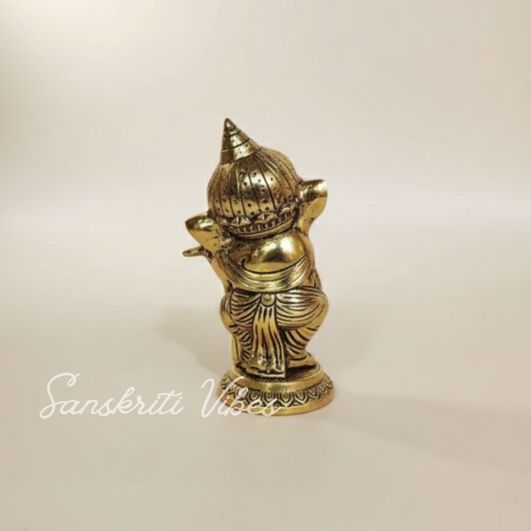 Metal Ganesha Playing Flute Murti Aluminium Ganpati Statue For Home Decor Pooja Room And Gifting