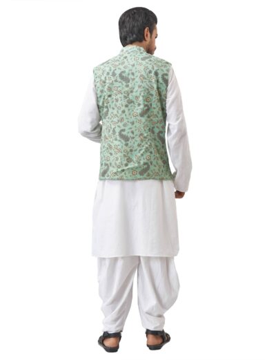 Printed Cotton Silk Handloom Jacket – Green - Retail Maharaj