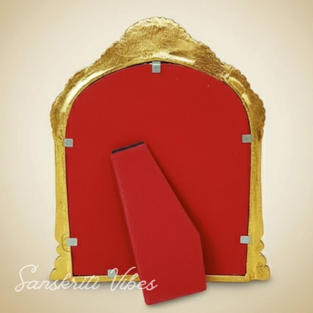 Golden Finish Radha Krishna Idol with Cow – Aluminium Showpiece for Table & Wall Hanging Decorative Home Décor