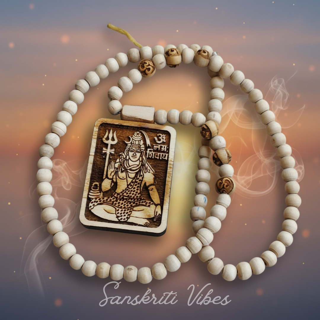 Shiv Shankar Ji Tulsi Locket Mala – Sacred Prayer Beads for Devotion and Protection - Retail Maharaj
