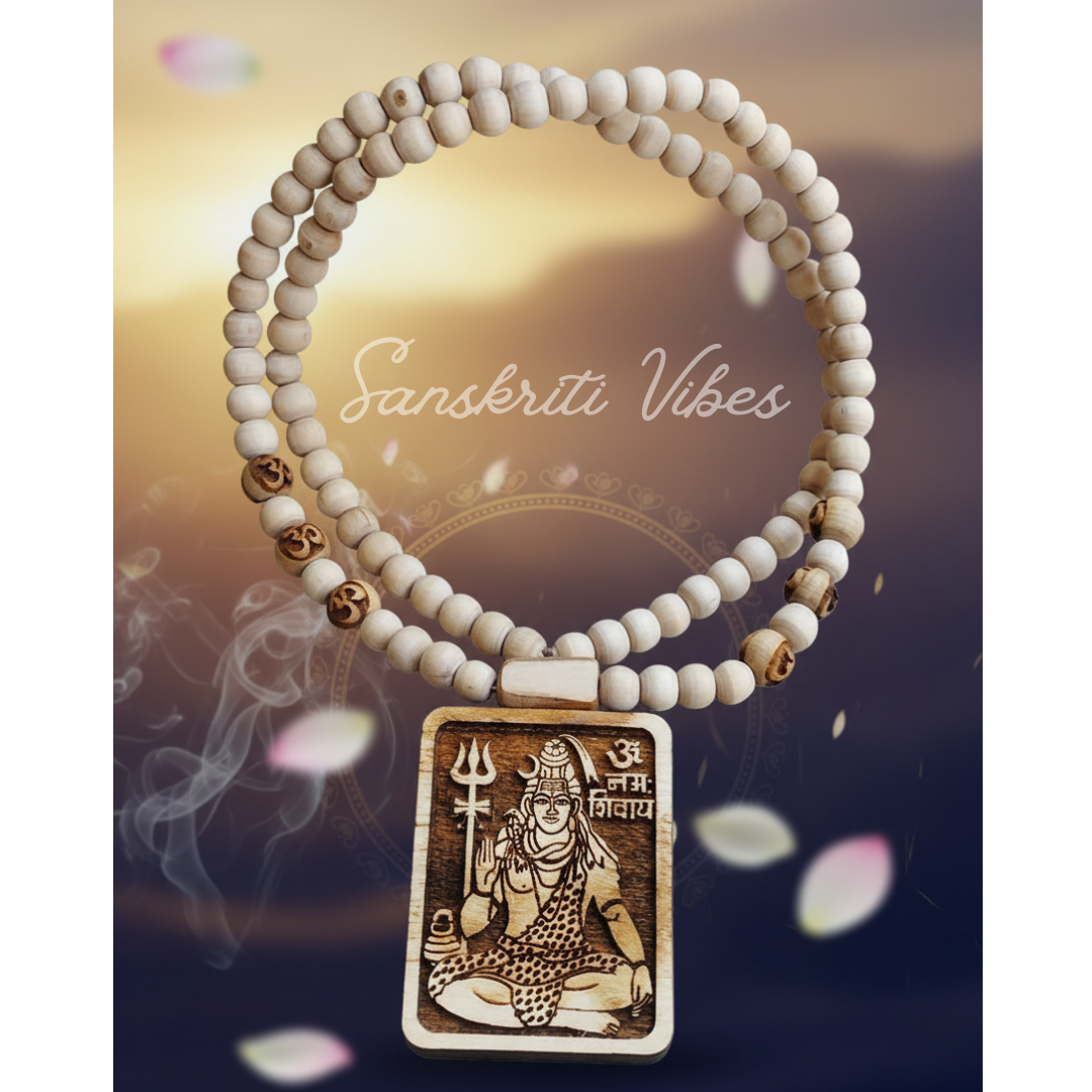 Shiv Shankar Ji Tulsi Locket Mala – Sacred Prayer Beads for Devotion and Protection - Retail Maharaj