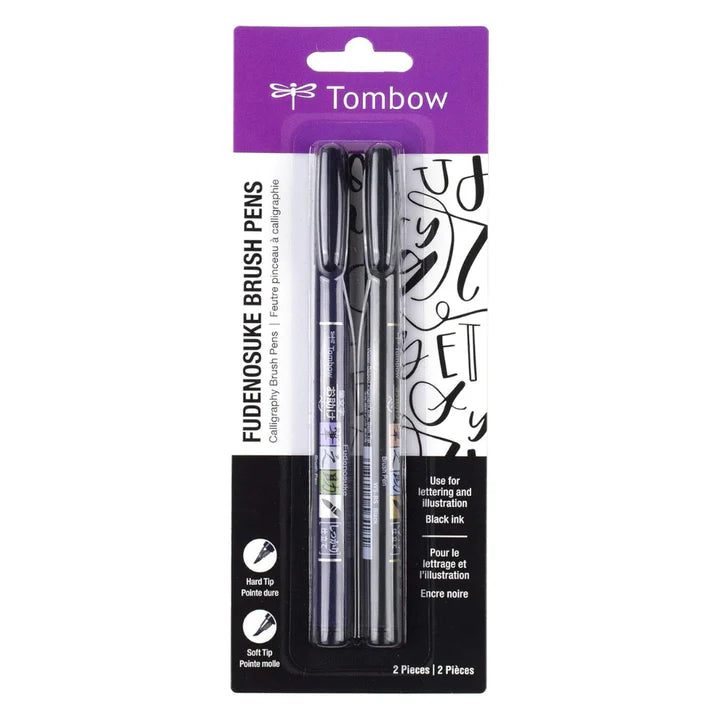 Tombow Fudenosuke Brush Pen Set (2 Pens) – Flexible Tip for Calligraphy and Drawing - Retail Maharaj