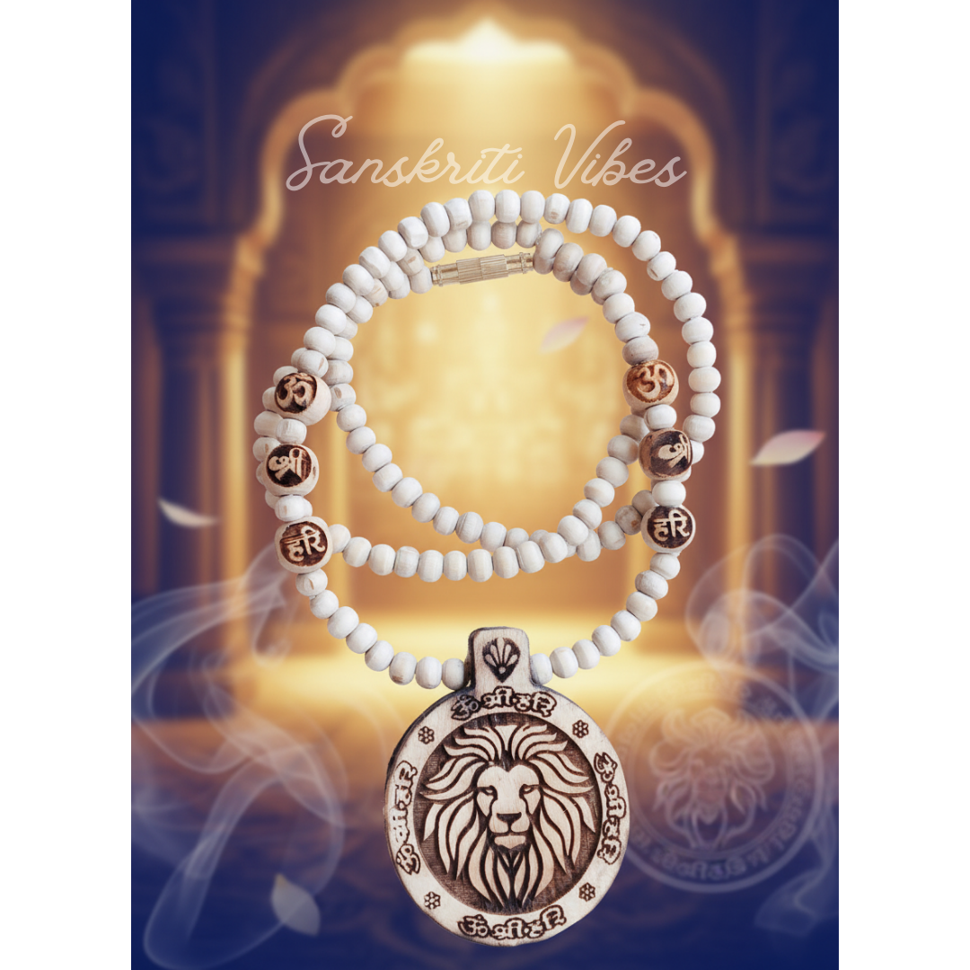 Shri Narasimha Dev Pure Tulsi Locket Mala with Om Shri Hari Beads – Premium Sacred Prayer Mala - Retail Maharaj