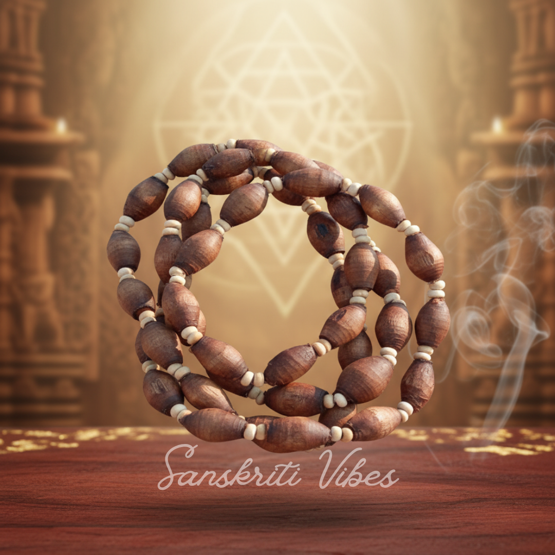 Mridanga Shape Shyama Tulsi Beads Two Round Kanthi Mala – Premium Quality, Handcrafted - Retail Maharaj