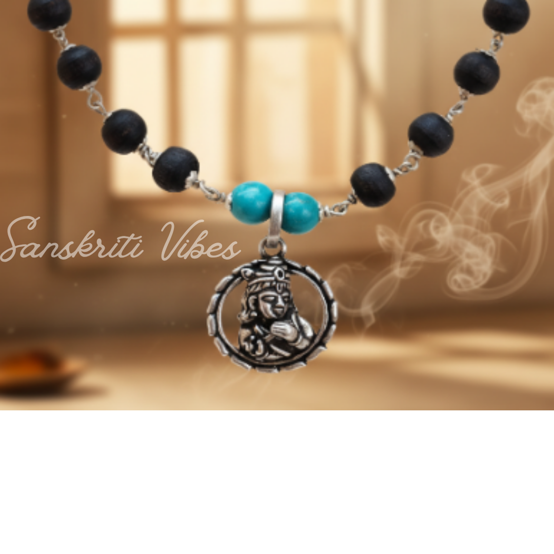 Krishna Bliss Silver Pendant Necklace | Handcrafted Tulasi & Pearl Devotional Mala for Spiritual Meditation