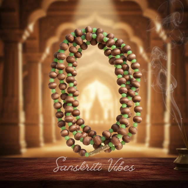 2 Round Shyam Tulsi Kanthi Mala With English Green Crystal – Premium Quality - Retail Maharaj