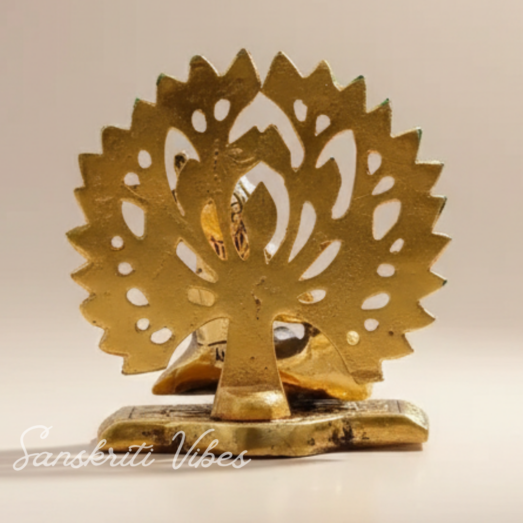 Gold-Plated Metal Kalpavriksha Tree with Matki Krishna Idol | Decorative Religious Showpiece for Home, Temple & Gifting