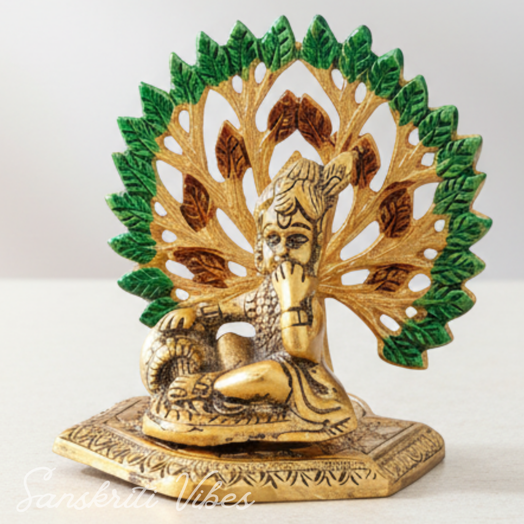 Gold-Plated Metal Kalpavriksha Tree with Matki Krishna Idol | Decorative Religious Showpiece for Home, Temple & Gifting