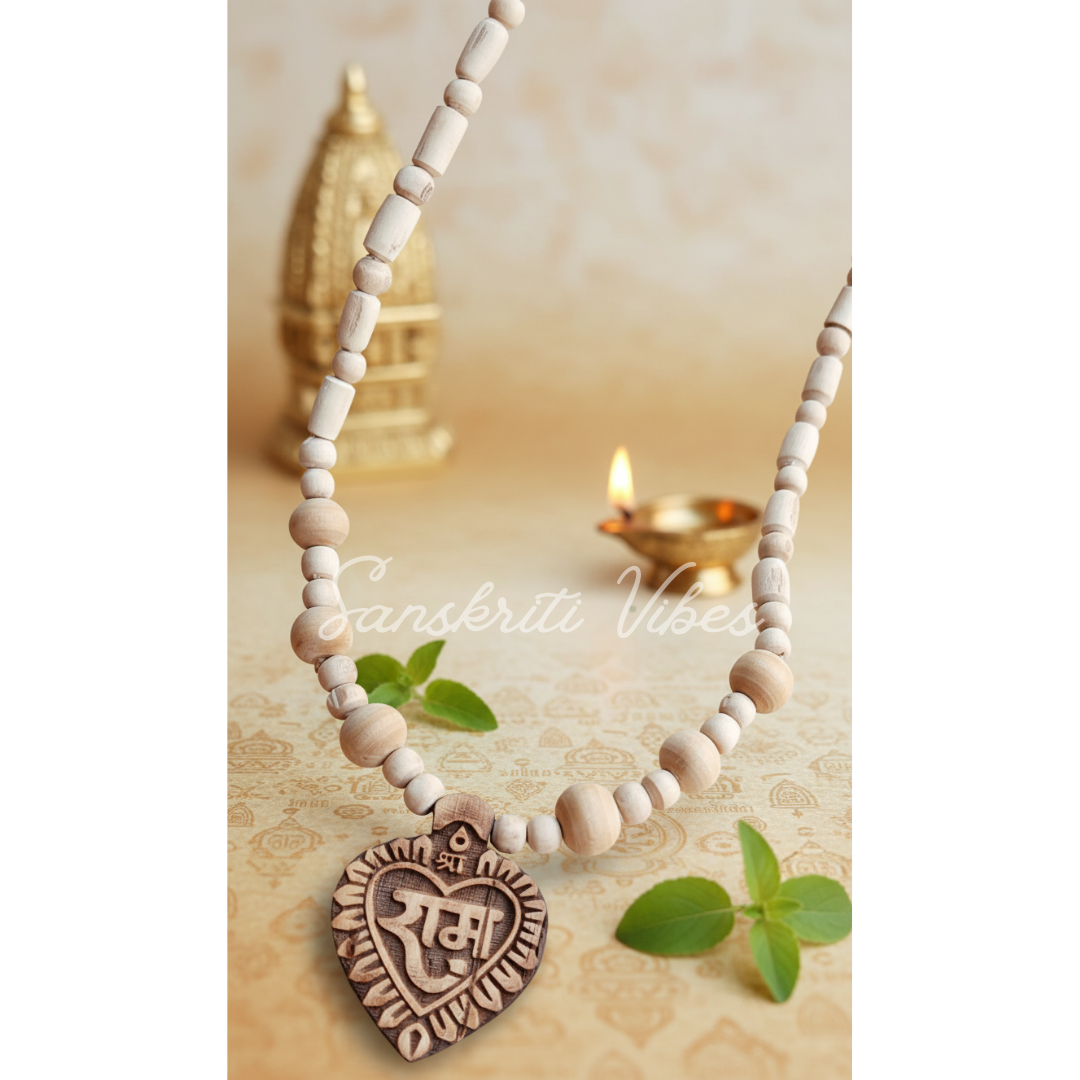 Shri Ram Locket Tulsi Mala | Sacred Tulsi Beads Necklace for Devotion, Meditation & Spiritual Protection - Retail Maharaj