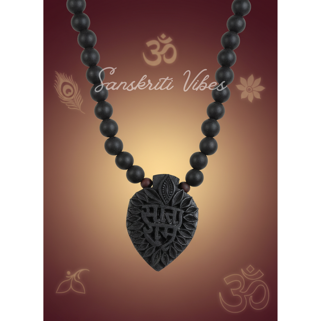 Shri Sita Ram Shyama Black Tulsi Locket Mala | Sacred Black Tulsi Beads Mala for Devotion, Meditation & Spiritual Protection - Retail Maharaj