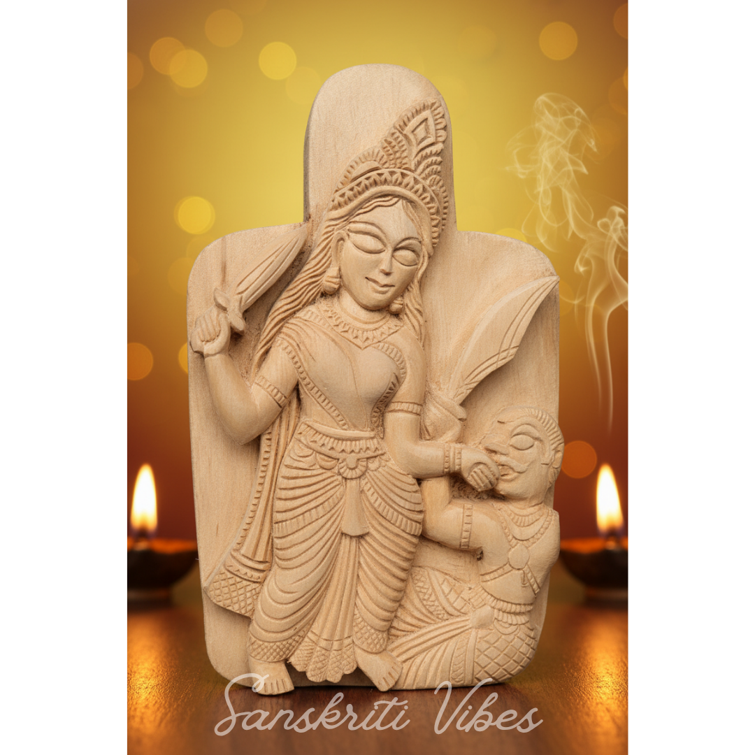 Maa Baglamukhi Kadam Wood Idol – Handcrafted Wooden Statue for Home Temple, Pooja, and Spiritual Décor