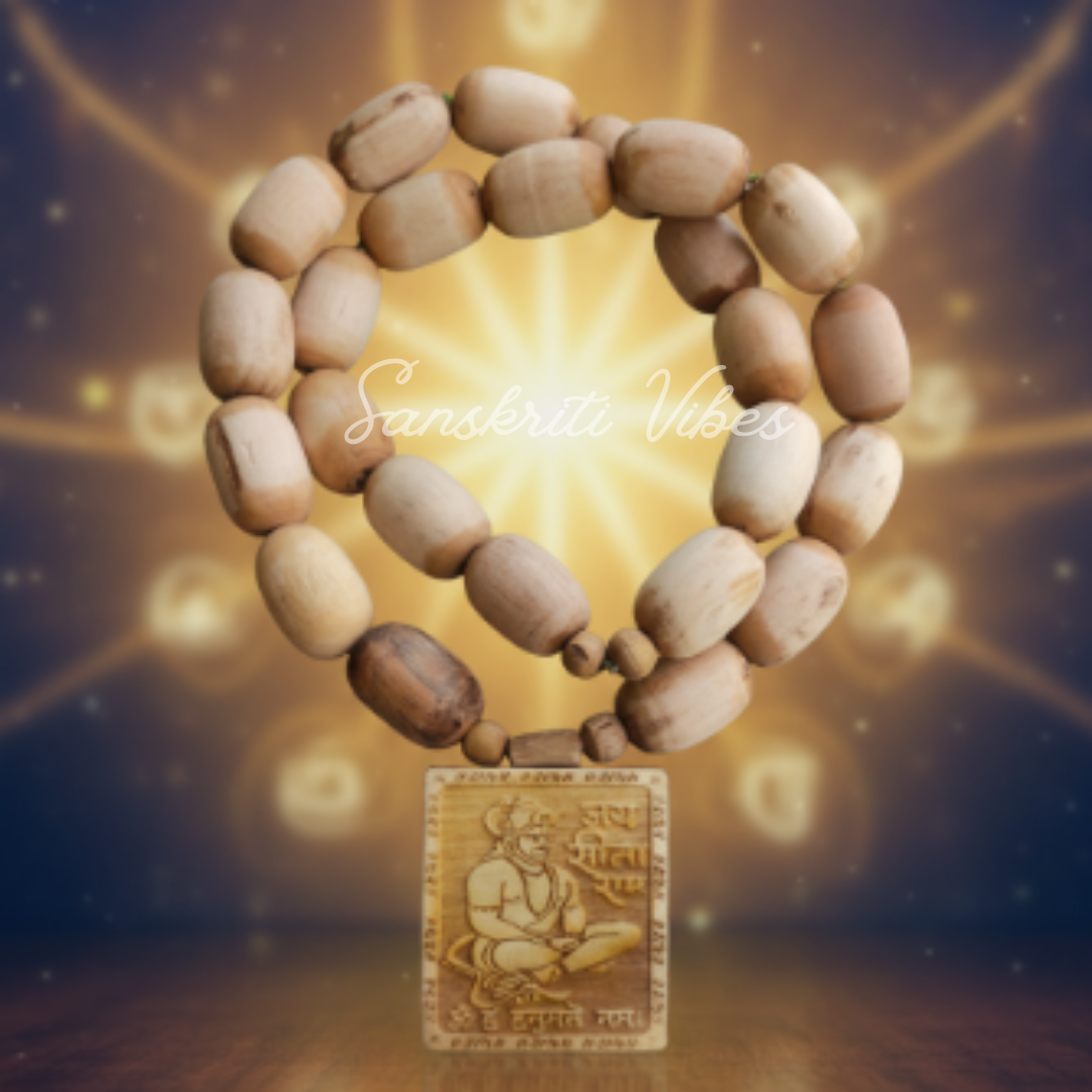 Double Sided Ram Darbar & Hanuman Ji Tulsi Locket Mala | Sacred Tulsi Beads Mala for Devotion, Meditation & Spiritual Protection - Retail Maharaj