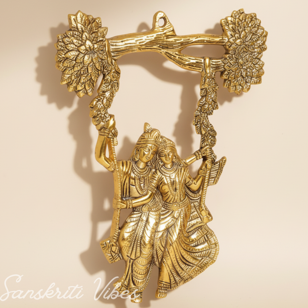 Glossy Metal Radha Krishna Statue | Premium Decorative Idol for Home Temple, Pooja Room & Gifting