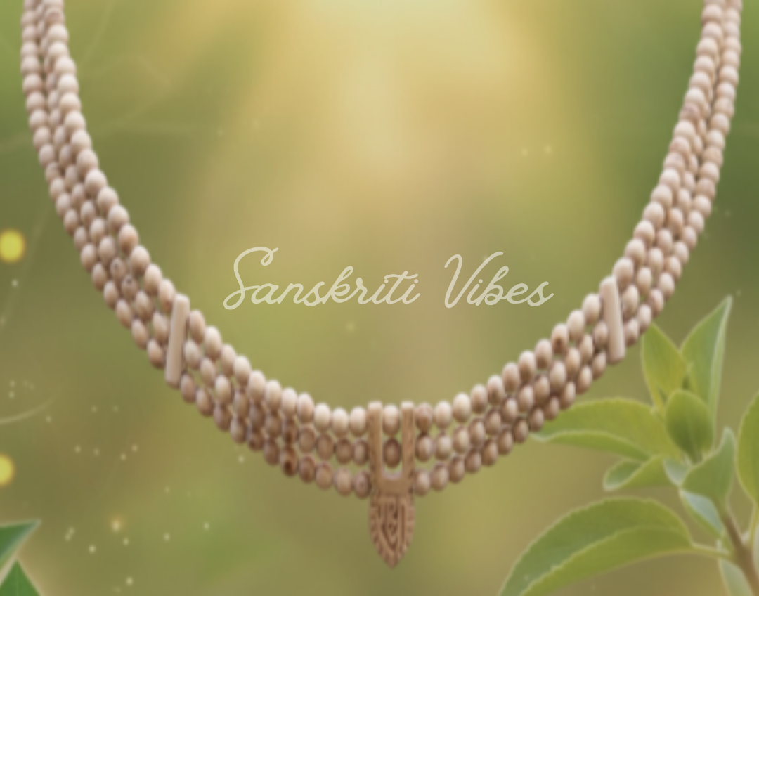 Pure Tulasi Kanthimala with 3 Row Tilak Handmade Tulsi Necklace – Premium Quality - Retail Maharaj