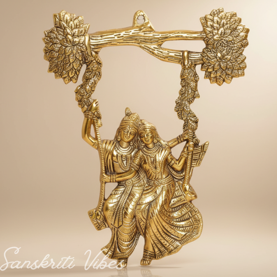Glossy Metal Radha Krishna Statue | Premium Decorative Idol for Home Temple, Pooja Room & Gifting