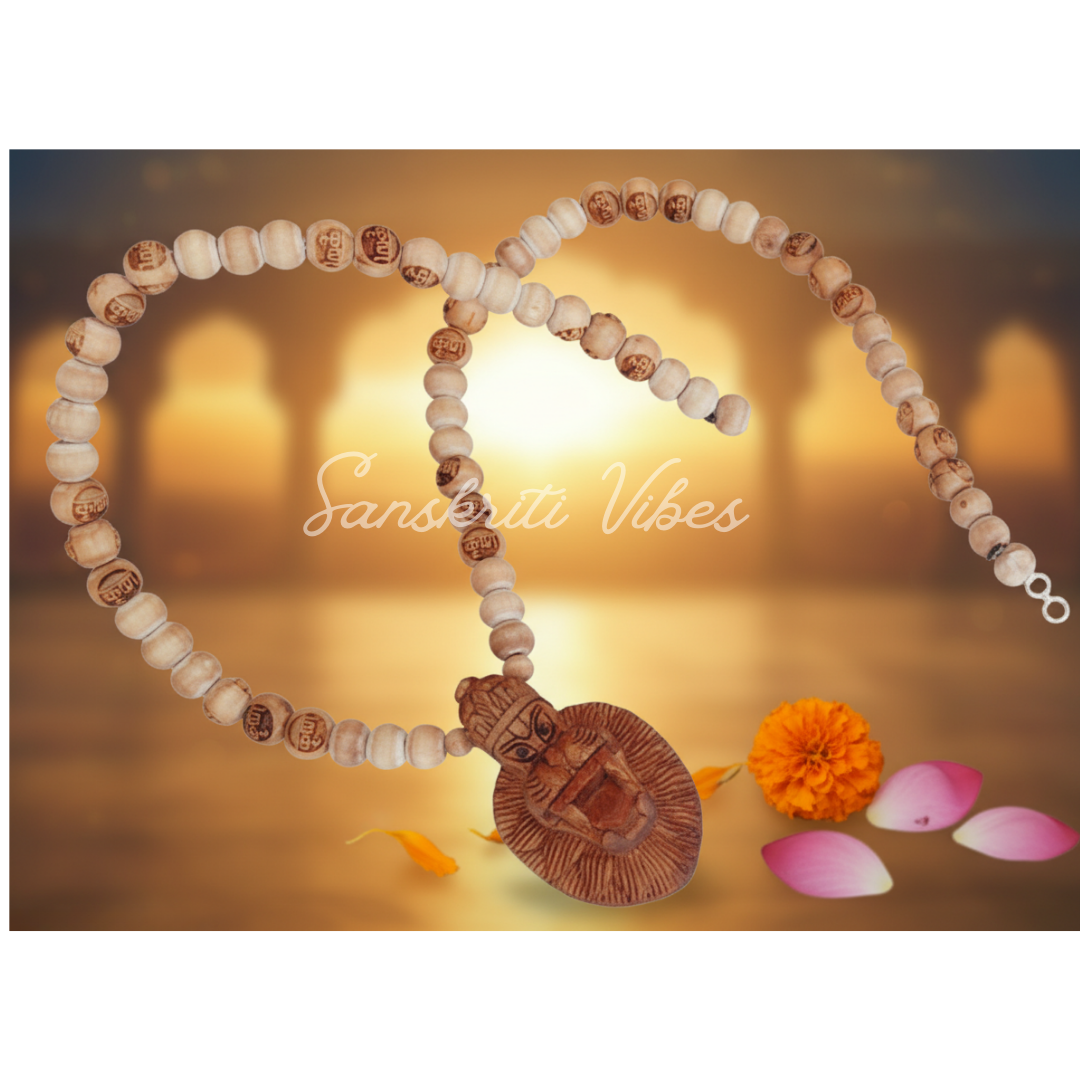 Beautiful Design Narasimha God Tulsi Locket Mala | Sacred Tulsi Beads Mala for Devotion, Meditation & Spiritual Protection - Retail Maharaj