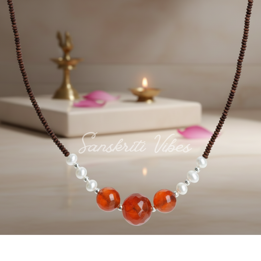 Original Black Tulsi Kanthi Mala with Real Pearl and 92.5 Silver | Handcrafted Spiritual Necklace for Peace, Protection and Positive Energy