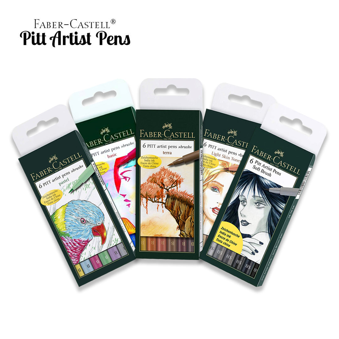 Faber-Castell PITT Artist Brush Pens 6 Pack Terra Basic Pastel Soft and Light Skin Tones - Retail Maharaj