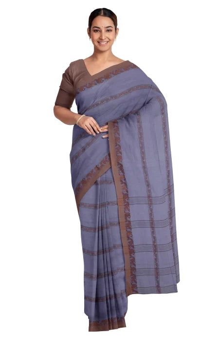 Santipuri Cotton Saree – Blue - Retail Maharaj