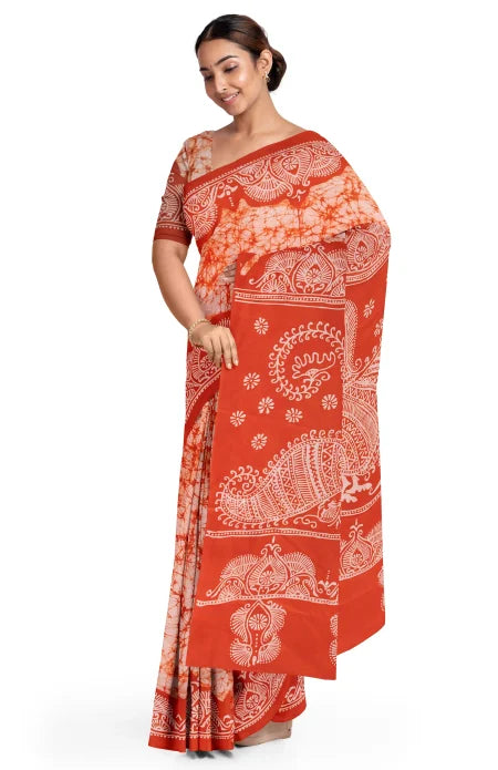 Batik Cotton Saree – Multi Colour - Retail Maharaj