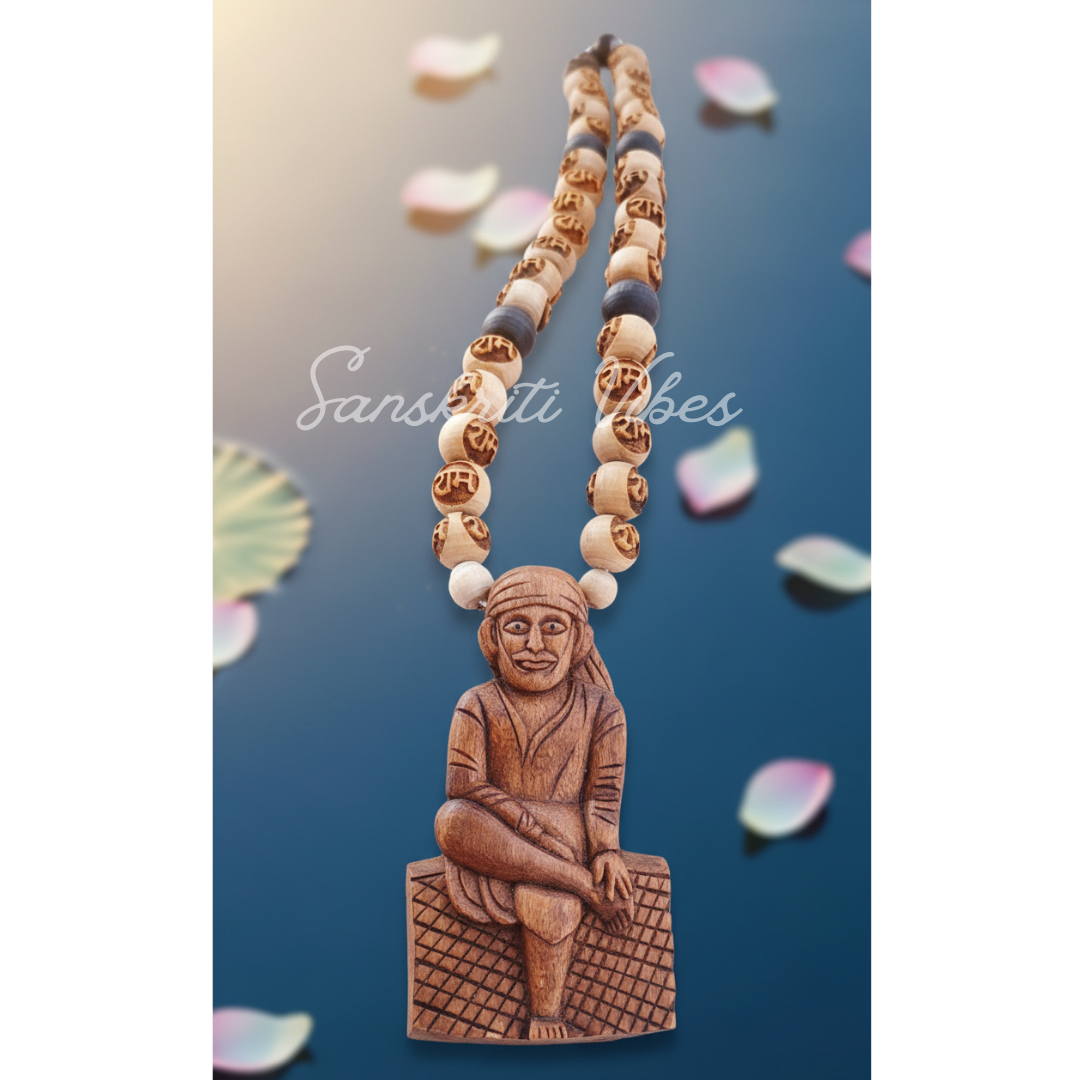 Handmade Sai Baba Locket Design Tulsi Mala | Sacred Tulsi Beads Mala for Devotion, Meditation & Spiritual Protection - Retail Maharaj
