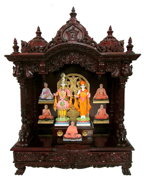 Ghar Mandir - Sag Wood (Teak Wood) with Cherry Polish (51" x 36") - Retail Maharaj