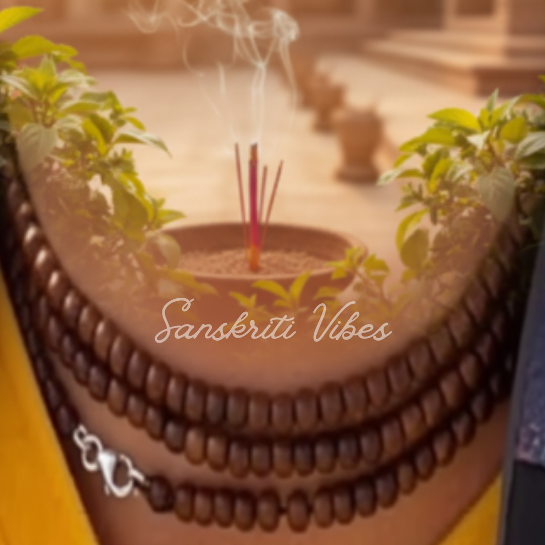 Three Round Tulsi Kanthi Mala Fine Quality - Sacred Neckwear for Devotional Practices and Meditation