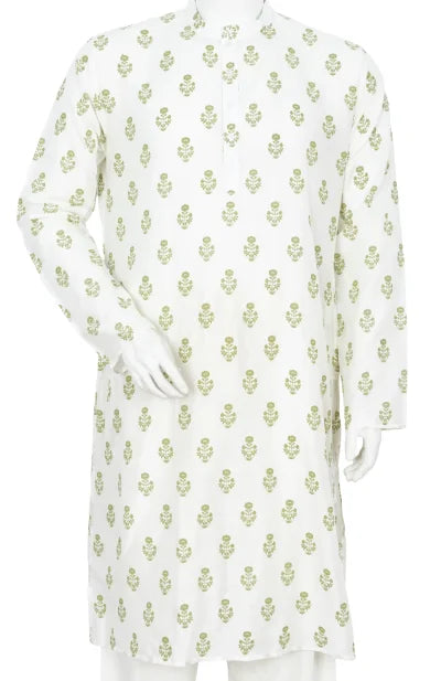 Cotton Viscose Kurta – White - Retail Maharaj