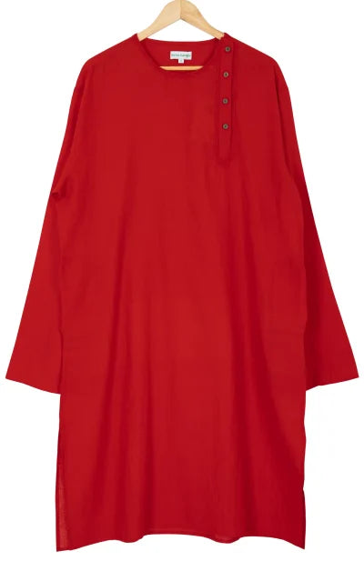 Embroidered Cotton Kurta – Red - Retail Maharaj