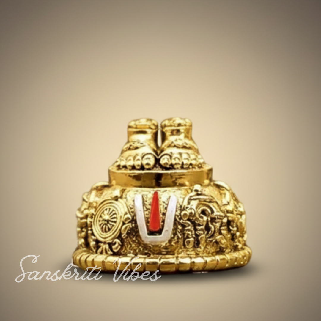 Lord Venkateswara Swami Tirupati Balaji Vishnu Charan Paduka with Shankh Chakra Tilak | Divine Paduka for Pooja Room, Home Temple & Car Dashboard
