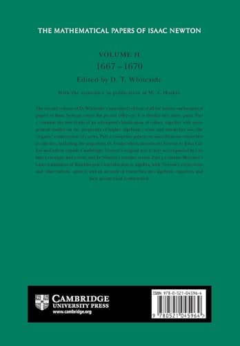 The Mathematical Papers of Isaac Newton: Volume 2, 1667-1670 (The Mathematical Papers of Sir Isaac Newton)