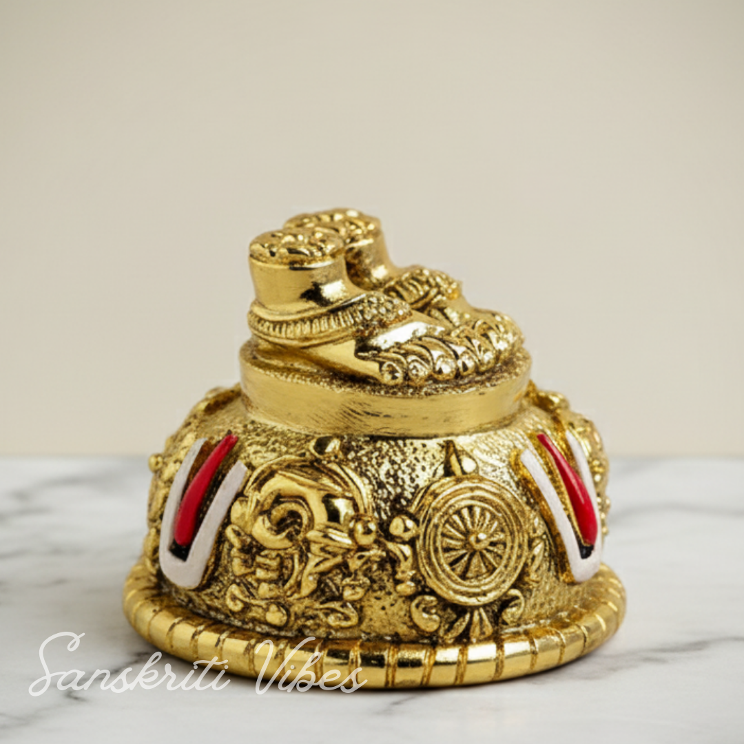 Lord Venkateswara Swami Tirupati Balaji Vishnu Charan Paduka with Shankh Chakra Tilak | Divine Paduka for Pooja Room, Home Temple & Car Dashboard