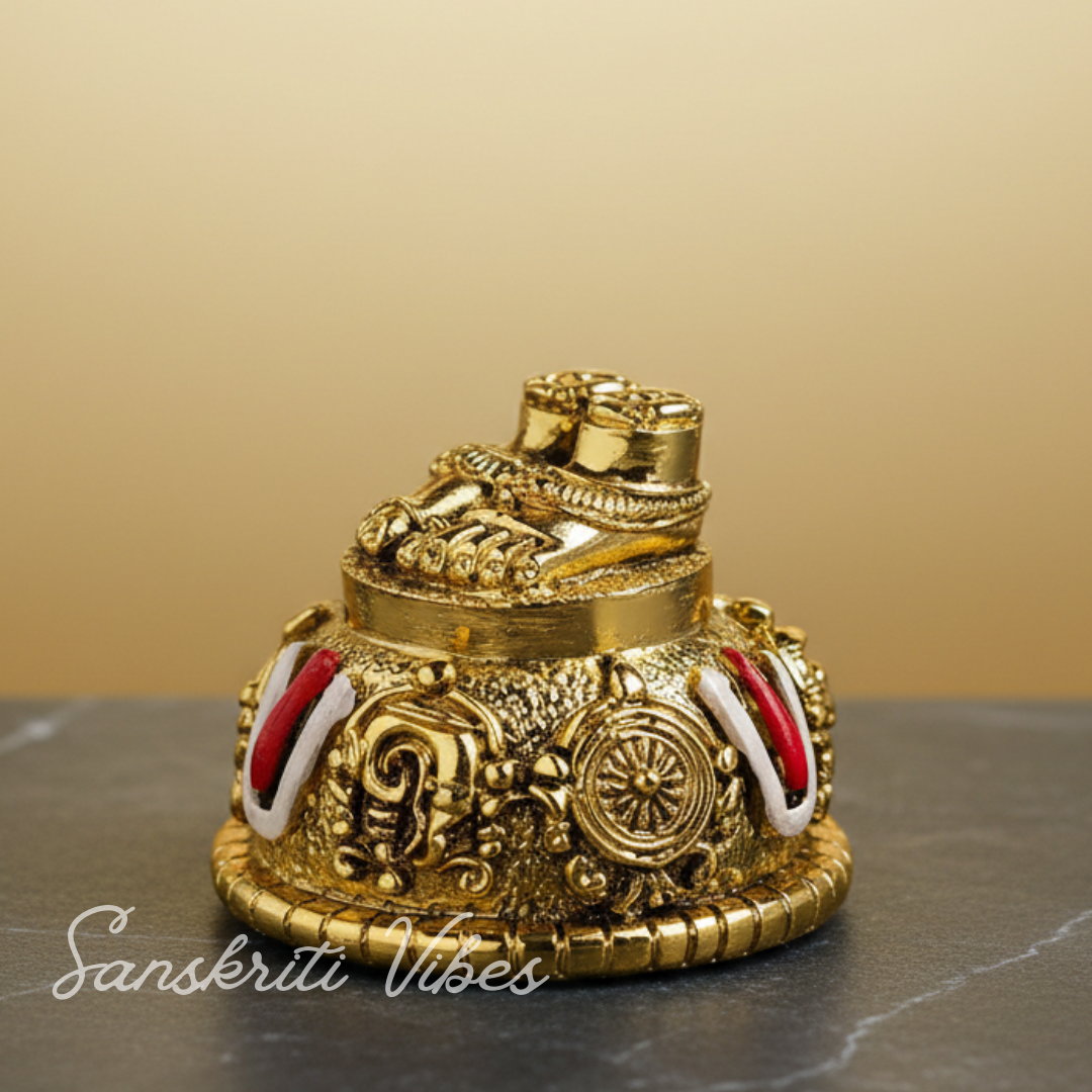 Lord Venkateswara Swami Tirupati Balaji Vishnu Charan Paduka with Shankh Chakra Tilak | Divine Paduka for Pooja Room, Home Temple & Car Dashboard