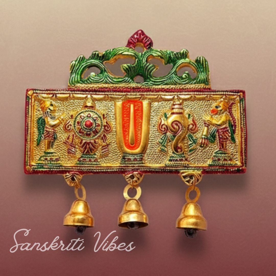 Tirupati Balaji Shankh Chakra Tilak Symbol with Hanuman Ji & Garud Statue | Decorative Wall & Door Hanging for Home Temple & Entrance