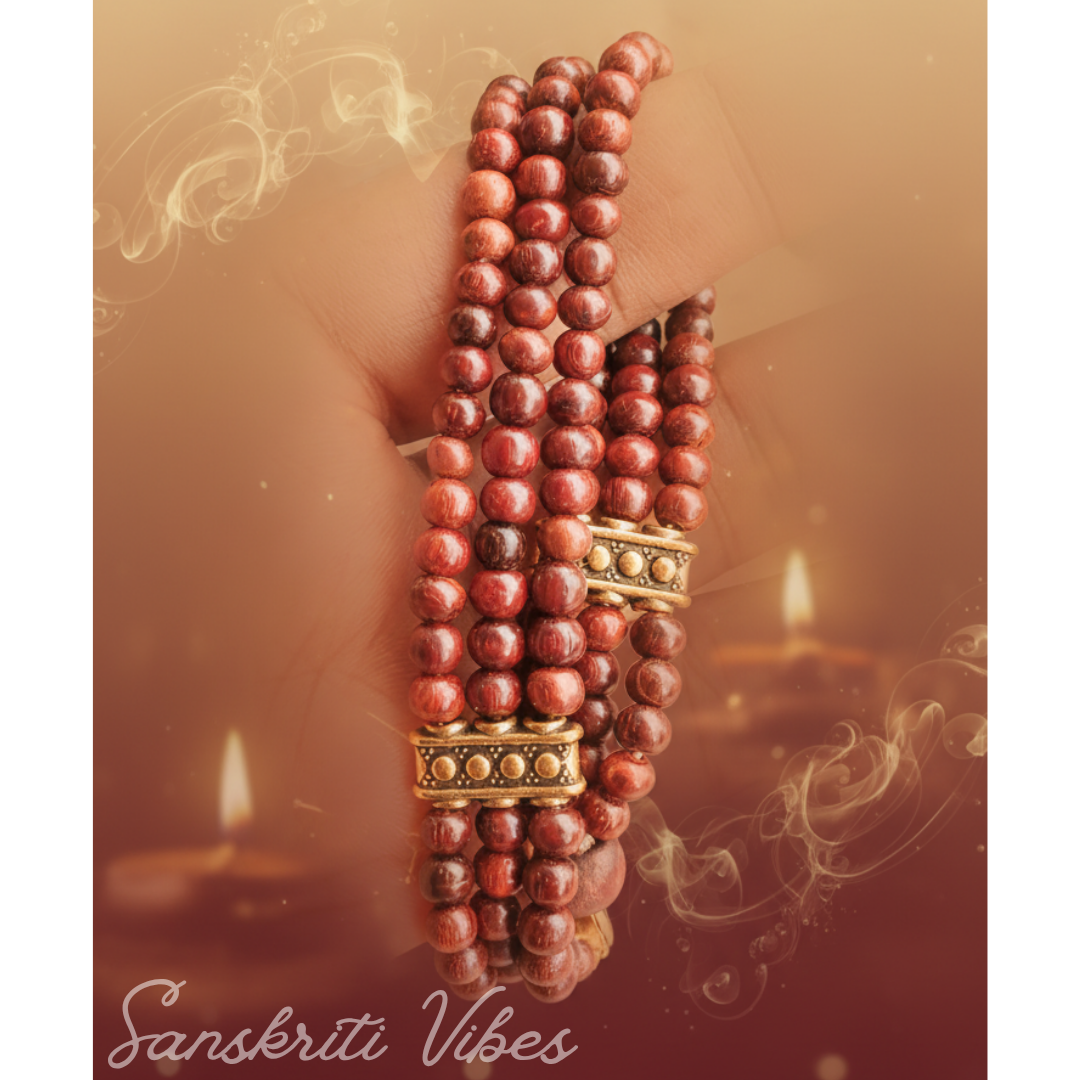 Multi Layer Red Sandalwood Bead Bracelet Adjustable Trendy Classic Spiritual Healing Bracelet for Men and Women